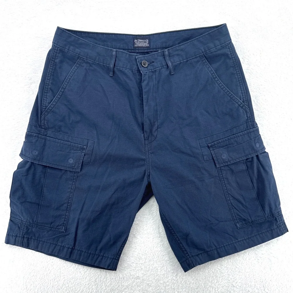 Levi's Mens Cargo Shorts Size 33 Navy Blue Ripstop Cotton Casual Outdoor Hiking
